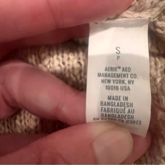 Aerie Oversized Split Hem Sweater Women’s Tan Cream Size Small | Loungewear - Picture 3 of 7